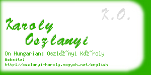 karoly oszlanyi business card